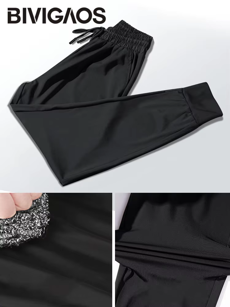 BIVIIncome-Pantalon de survêtement noir décontracté Ice InjSports pour femme, pantalon de jogging, s