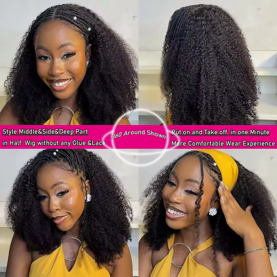 Mise à niveau 3 en 1 demi-perruque avec cordon de serrage sans couture Clip Ins Flip sur crépus bouc