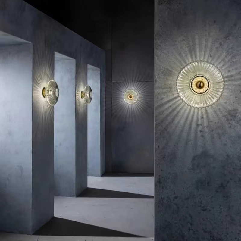 Appliques murales LED nordiques en verre ondulé, luminaires décoratifs pour couloir, allée, escalier