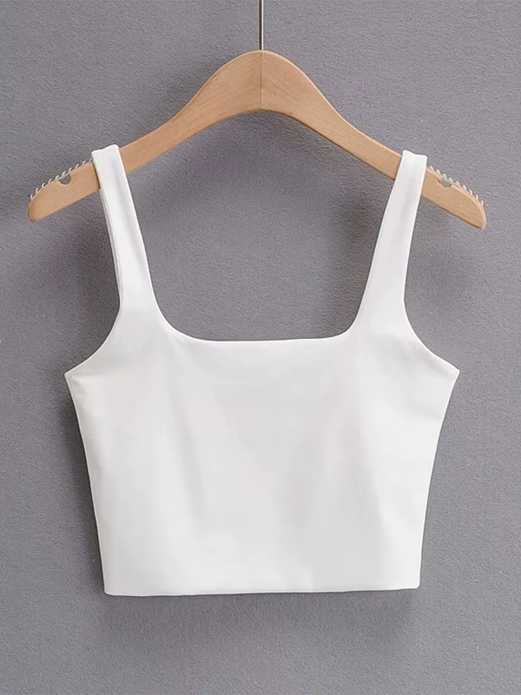 Débardeur Sexy sans manche pour femmes, haut court à col carré, à la mode, 6 couleurs, été 2022
