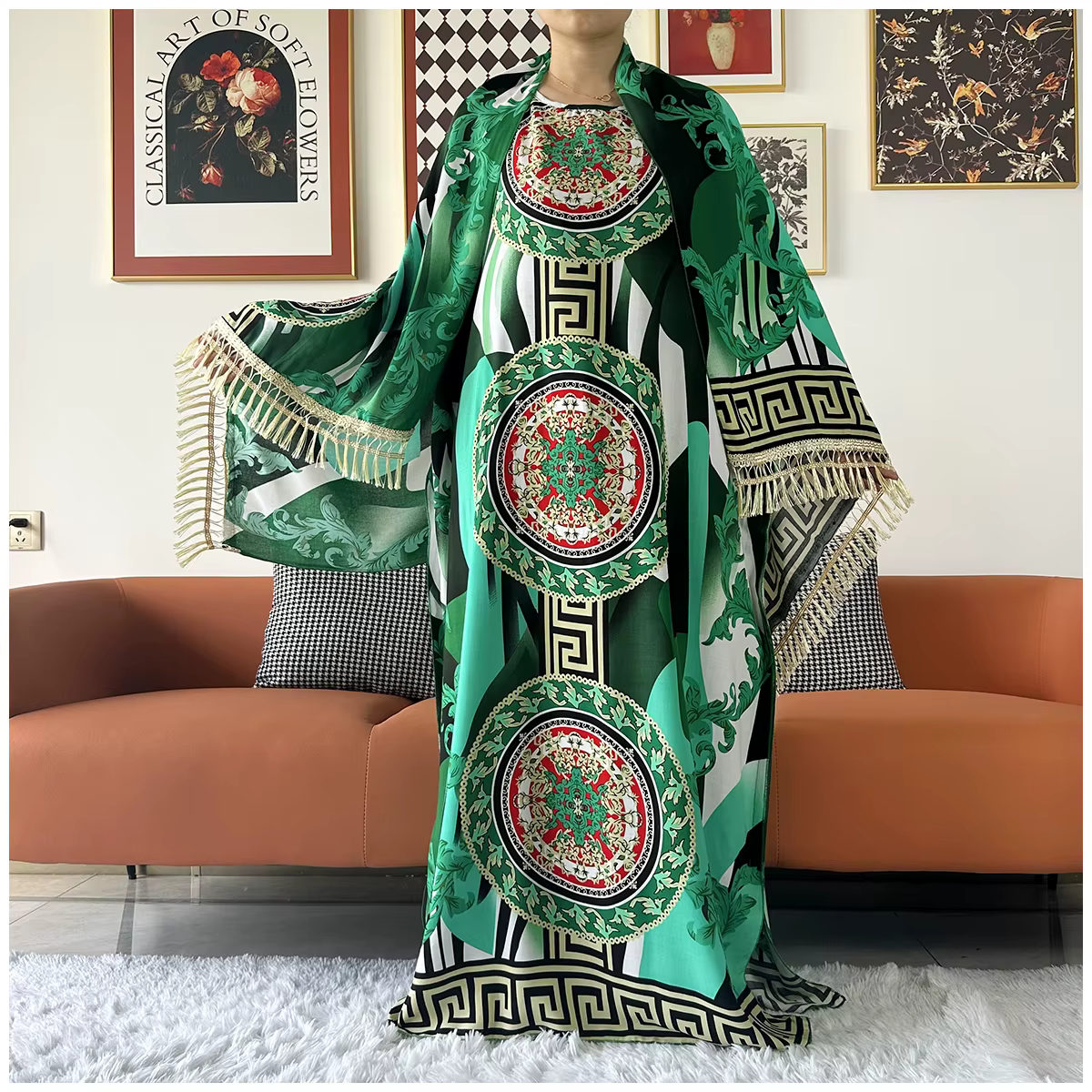 Caftan en coton imprimé floral africain Dashiki pour femmes, robes Maxi décontractées d'été avec gra
