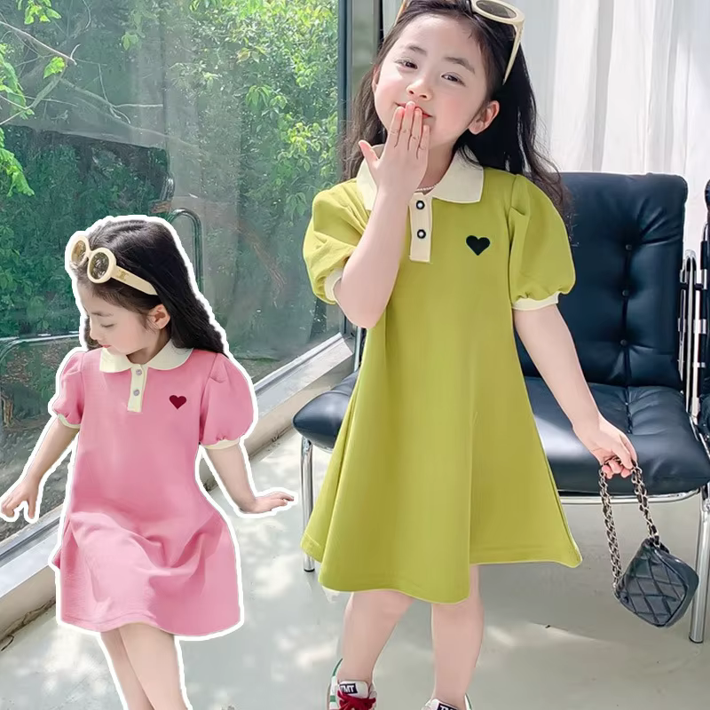 Robe d'été pour filles, édition coréenne, rayée, revers fraise, tenue décontractée, nouvelle collect