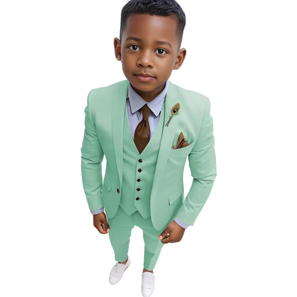 Ensemble de costume formel pour garçons de 3 à 16 ans, trois pièces, smoking élégant pour mariage, f