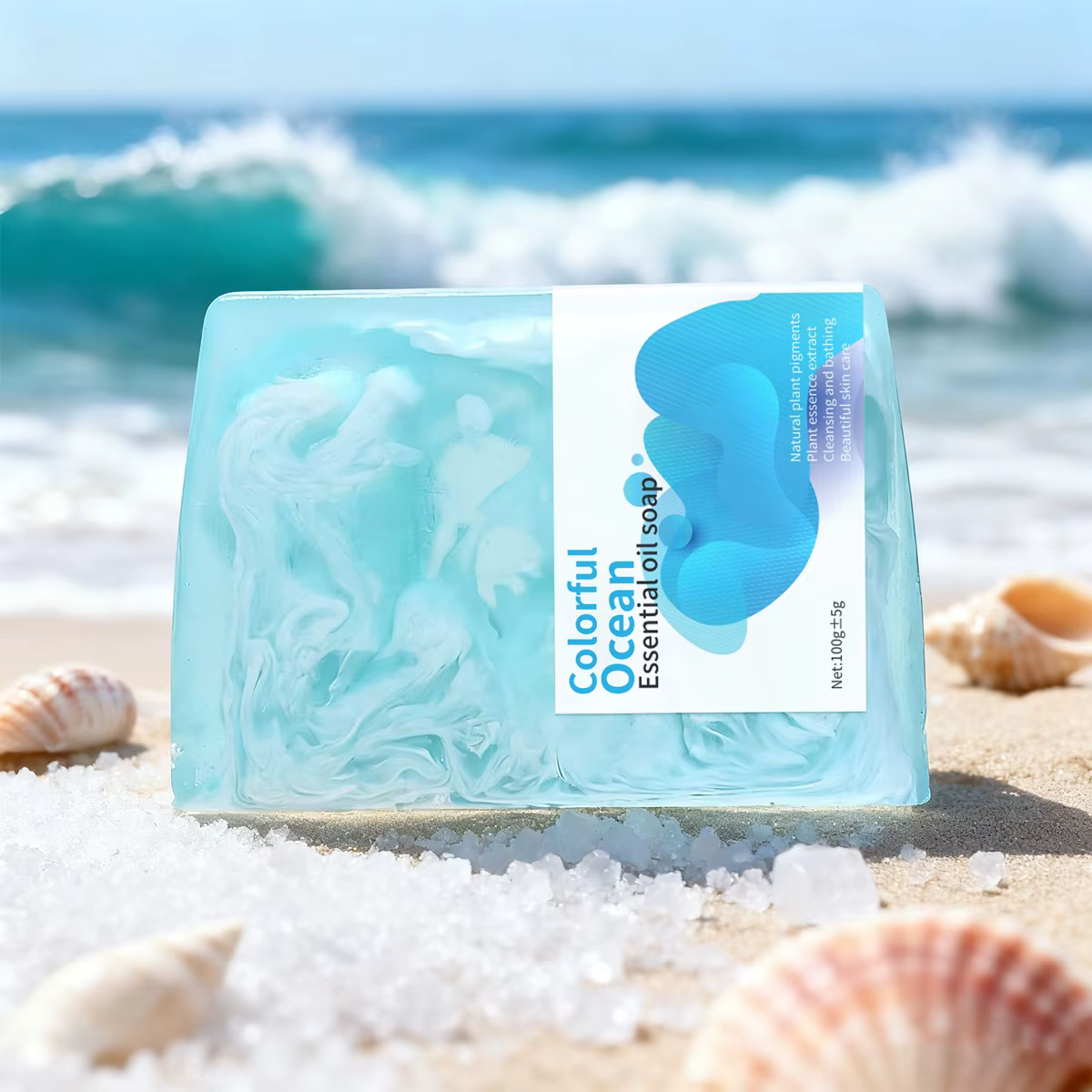 Savon fait main coloré au sel marin pour le blanchiment de la peau et l'élimination de l'acné, bulle