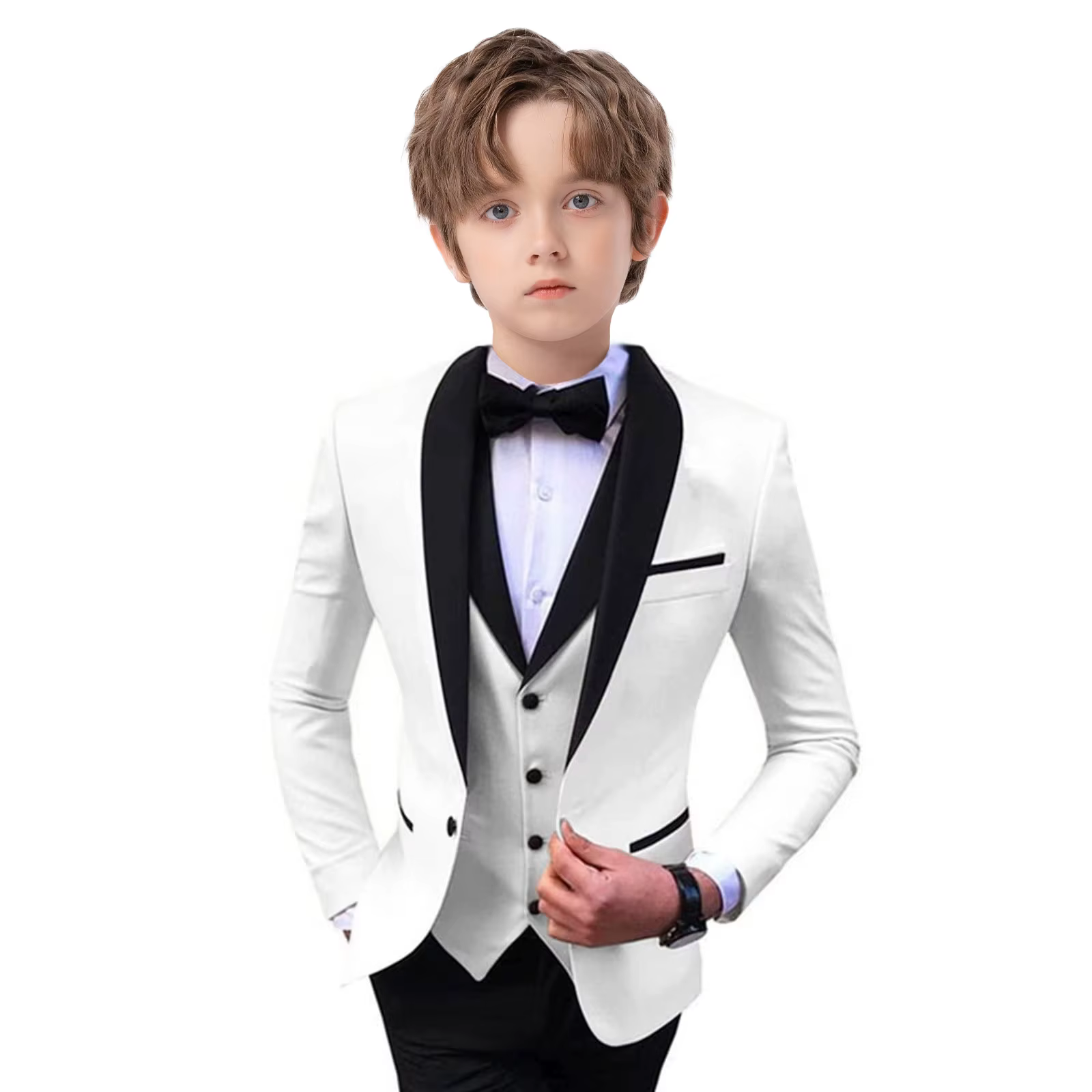 Ensemble de costume élégant pour garçon, coupe cintrée, 3 pièces, smoking pour occasions formelles, 