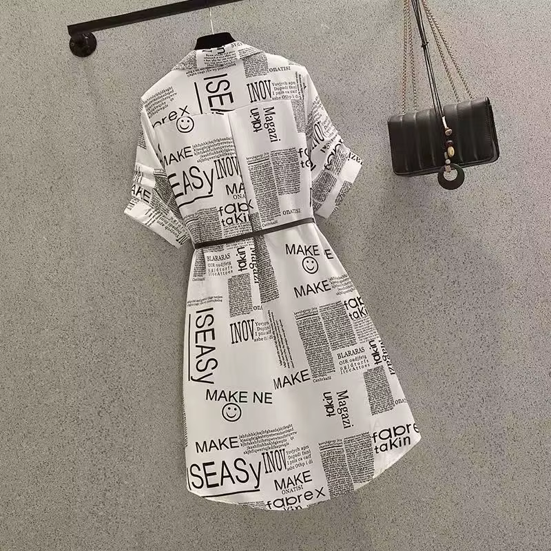 Robe imprimée lettre enveloppée pour femme, col polo à la taille, réduction de l'âge français, régla