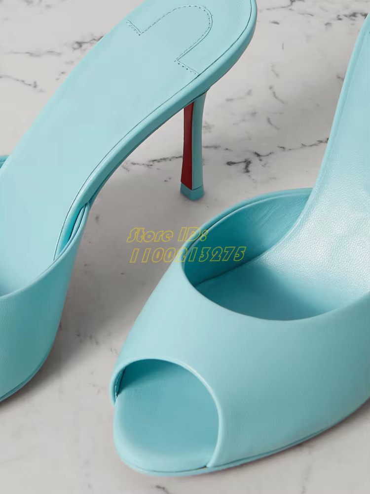 Peep Parker-Pantoufles en cuir à enfiler peu profondes pour femmes, chaussures à talons aiguilles, t