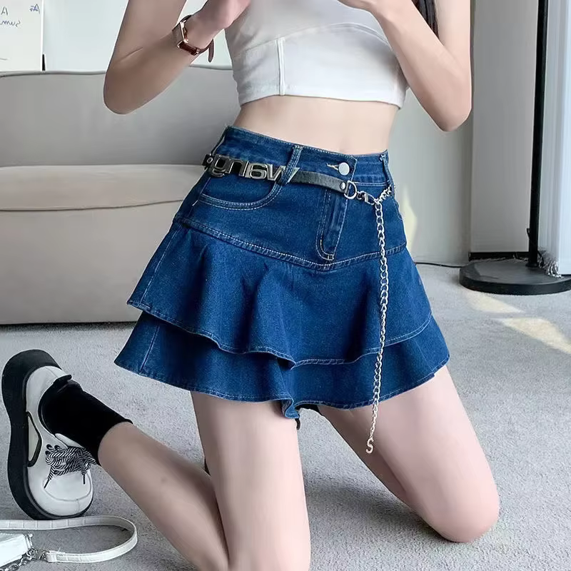 Vintage Denim Mini jupes femmes été Sexy couleur unie robe de bal jupes jean femme décontracté poche