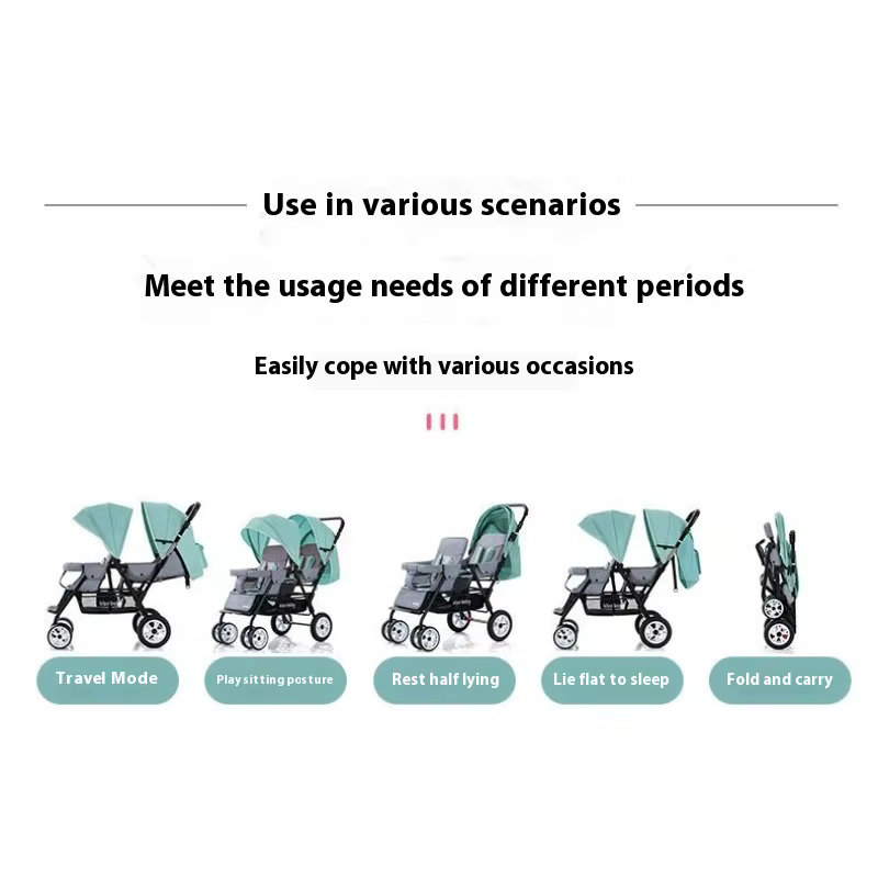 Poussette Double pour bébé Tandem, sièges avant et arrière, légère et pliable, système de voyage inc