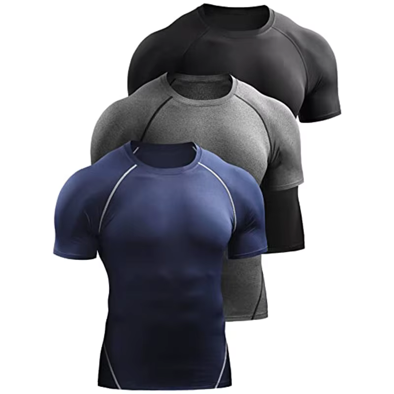 2025 Compression T-shirt hommes vêtements de Sport d'été course T-shirt élastique séchage rapide Spo