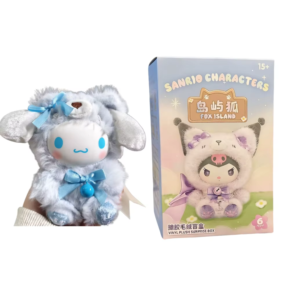 Nouvelle série 2026 Kuromi Fox Island : Boîte mystère en vinyle et peluche, mignons pendentifs Hello