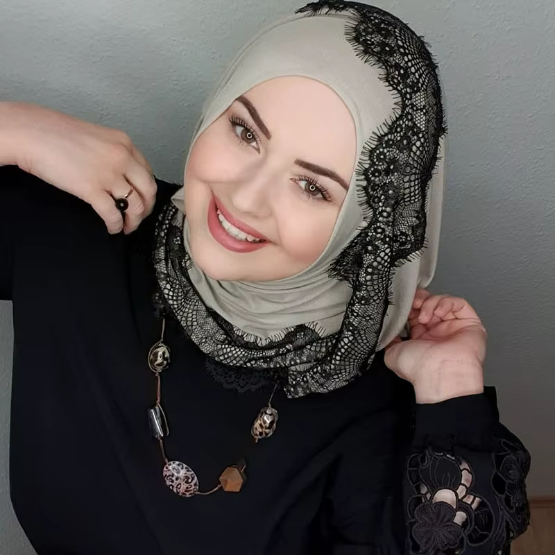 Abaya-Turban Musulman Instantané de Luxe pour Femme, Hijab Carré en Dentelle Modal, Écharpe en Jerse