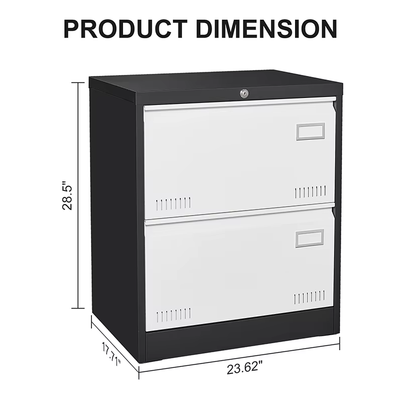 2 MELMetal-Classeur latéral avec serrure, armoire verticale de bureau pour le bureau à domicile/léga