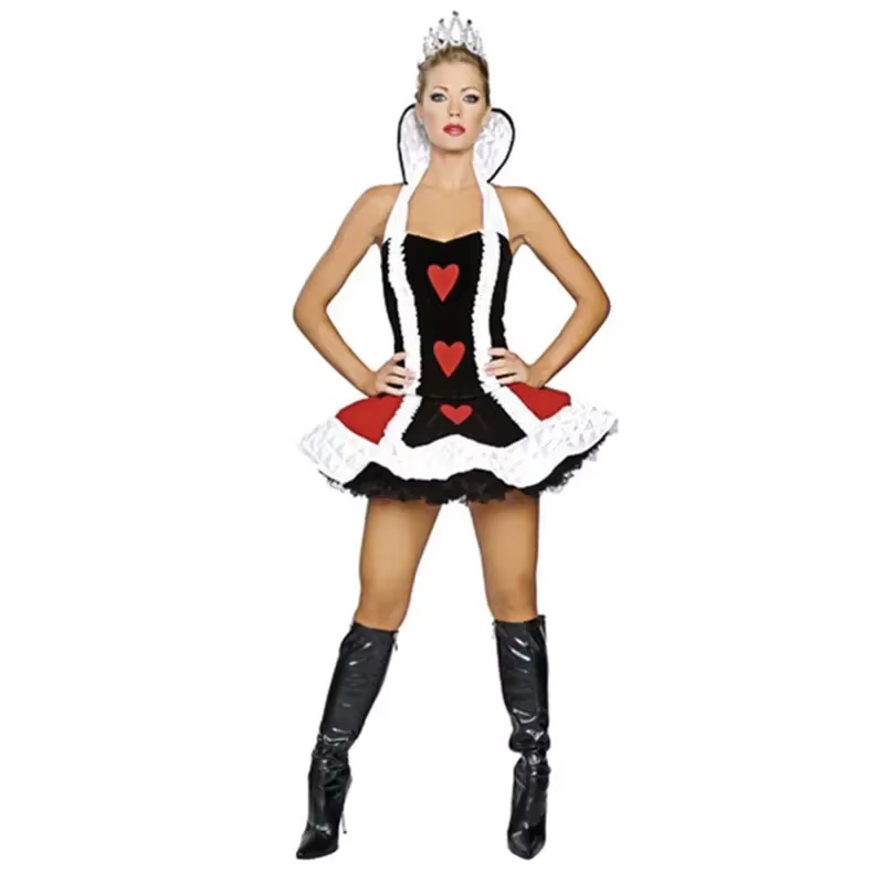 Costume de Cosplay de boîte de nuit reine de cœur rouge pour femmes, mascarade d'halloween Alice au