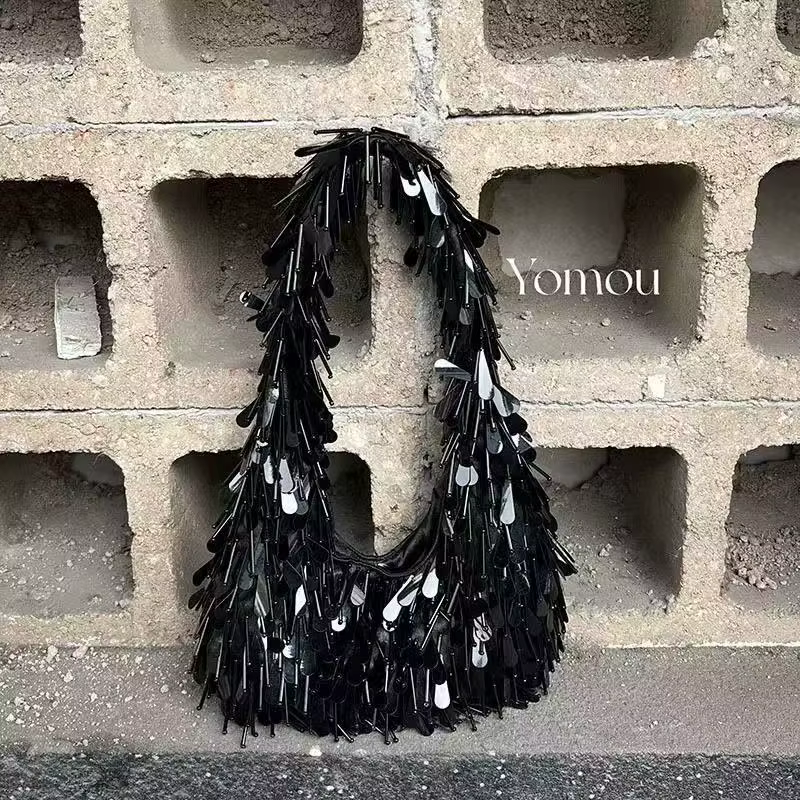 Femmes rondes perle Bracelet gland sous les bras sac de créateur brillant strass sacs à main