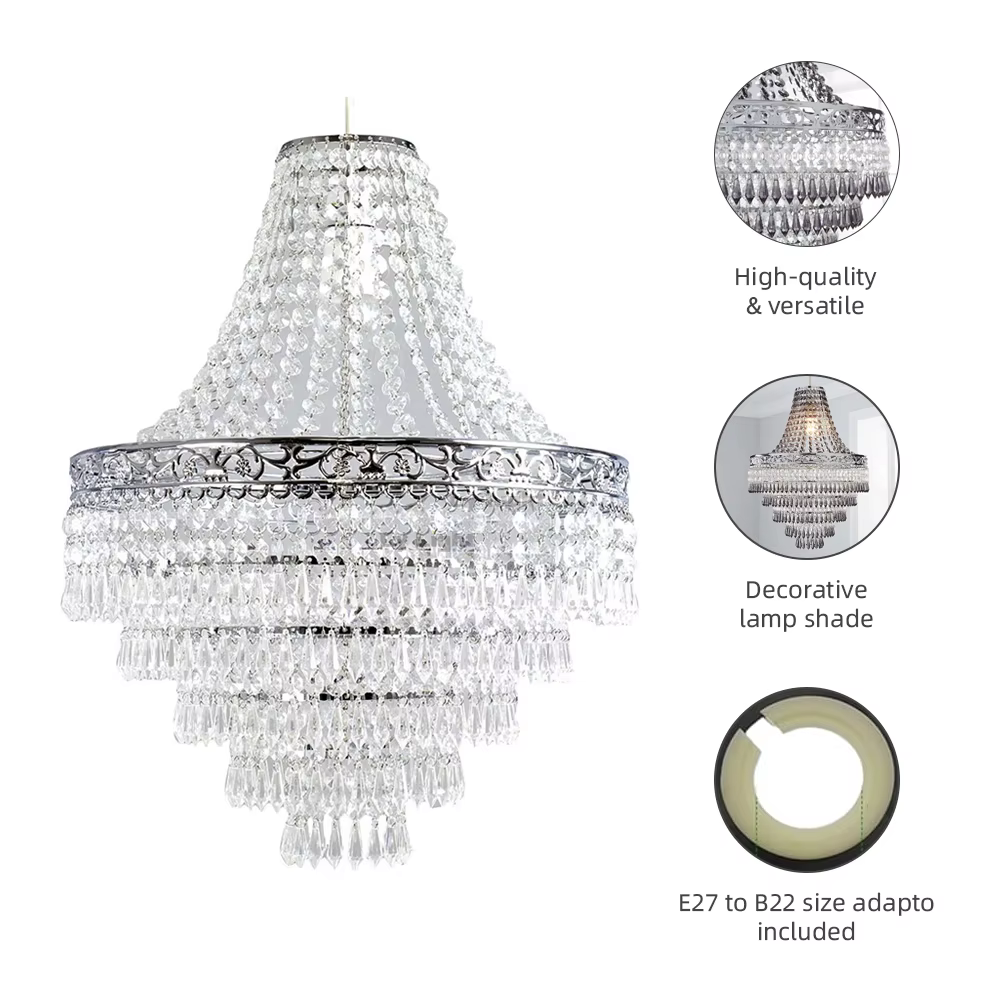 Blenheim 47 cm en plastique grand abat-jour de lustre en acrylique facile à installer pendentif gout