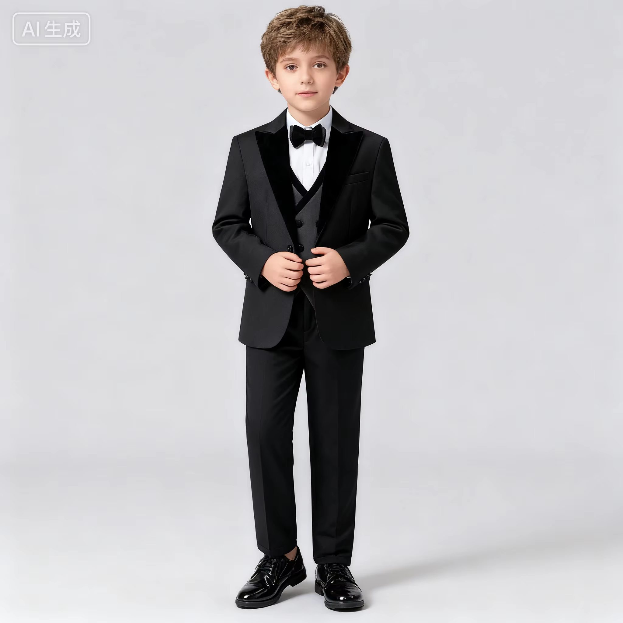 DTLumika-2520 nouvel ensemble de costumes pour enfants, costumes de retour formels 4 pièces pour gar