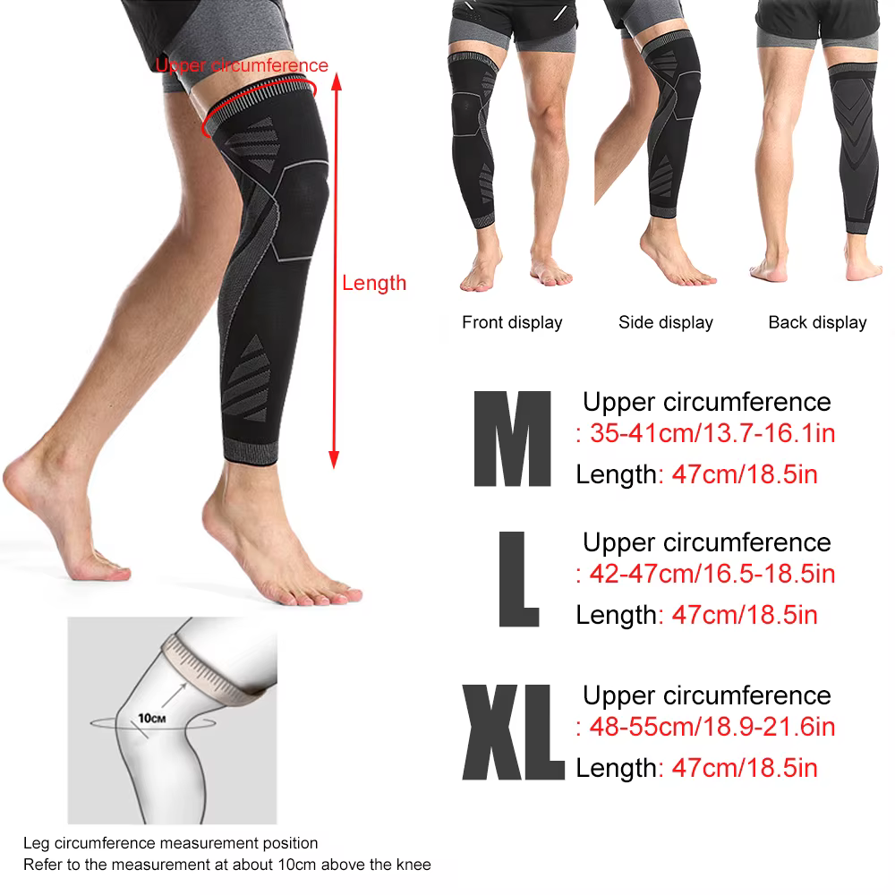BraceTop 1 PC Manchons de jambe complets Manchons de jambe à compression longue Manchons de genou Pr