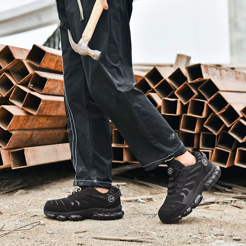 Chaussures de sécurité pour hommes à bouton rotatif, bottes de sécurité élastiques, chaussures de sp