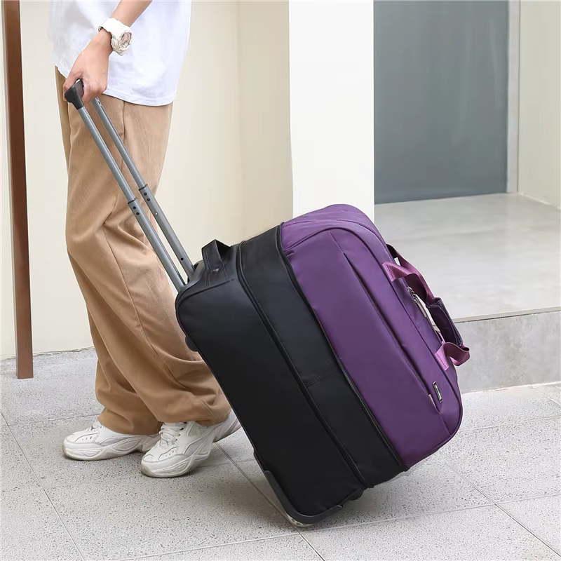 Valise de Voyage à Roulettes de Grande Capacité, Bagage à Roulettes Imperméable en Tissu Oxford, à D