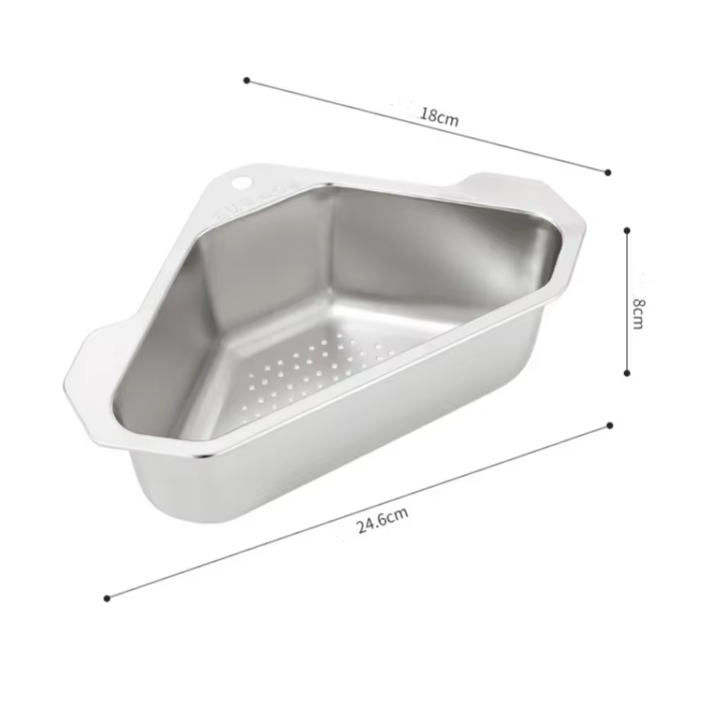 Panier de vidange triangulaire en acier inoxydable, étagère filtrante pour évier de cuisine, égoutto