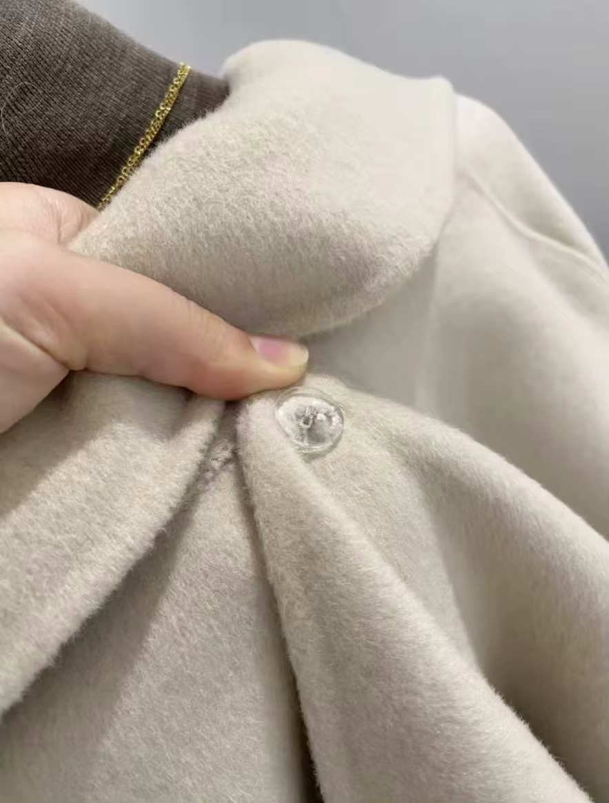 Manteau en laine mélangée à revers pour femme, 72 % laine, avec écharpe, nouvelle collection 2026, q