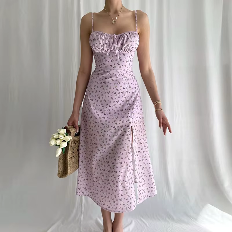 Hugcitar – robe longue élégante à fleurs pour femmes, tenue de plage, vacances, moulante, Streetwear