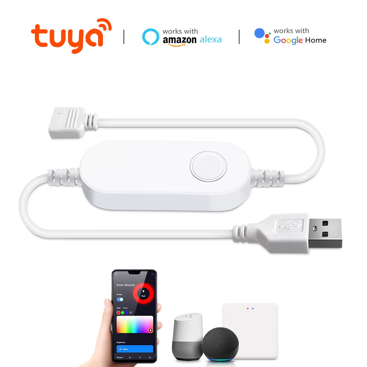 Tuya-Contrôleur de bande LED RVB à intensité variable, interrupteur intelligent, variateur LED, band