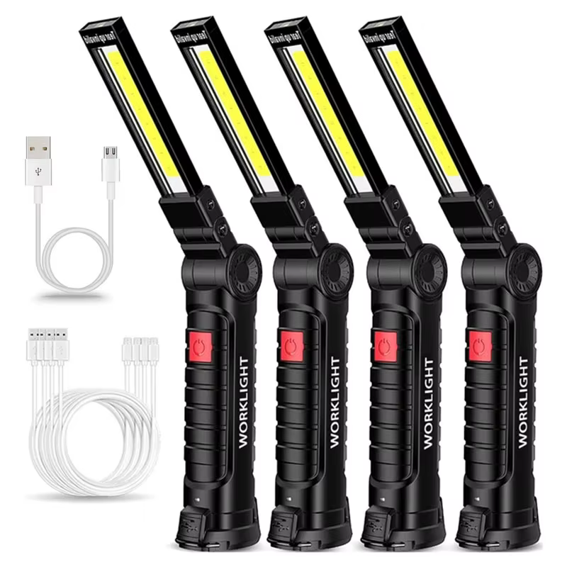 Lampe de poche pliante LED COB, lanterne magnétique Portable pour le travail, Rechargeable par USB, 