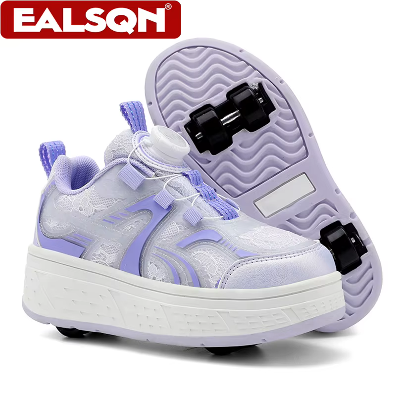 Chaussures de marche respirantes pour enfants filles, patins à roulettes sportifs à quatre roues dét