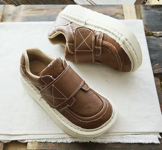 Careaymade-Chaussures à muffins en cuir véritable pour femmes, chaussures simples littéraires, moche