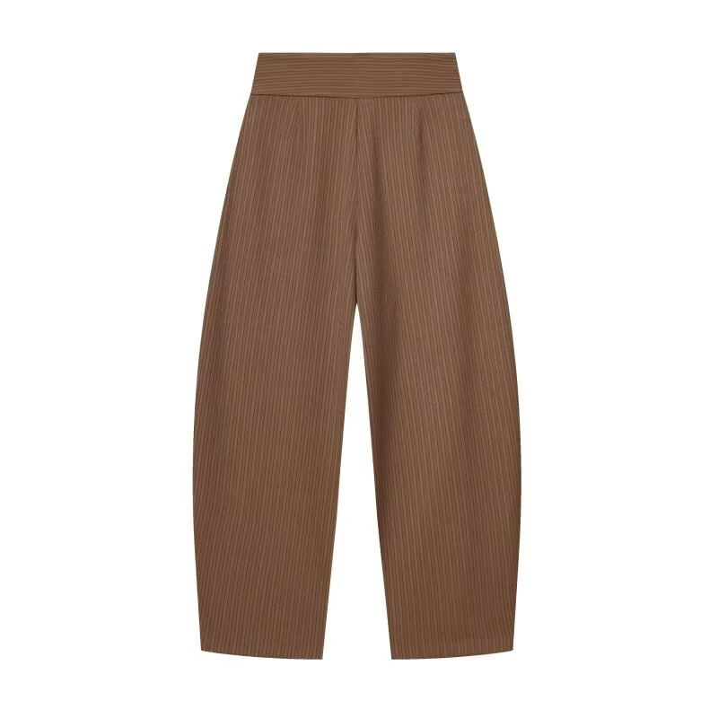 Pantalon large pour femme, style rétro, couleur foncée, plissé, taille haute, décontracté, pour le t
