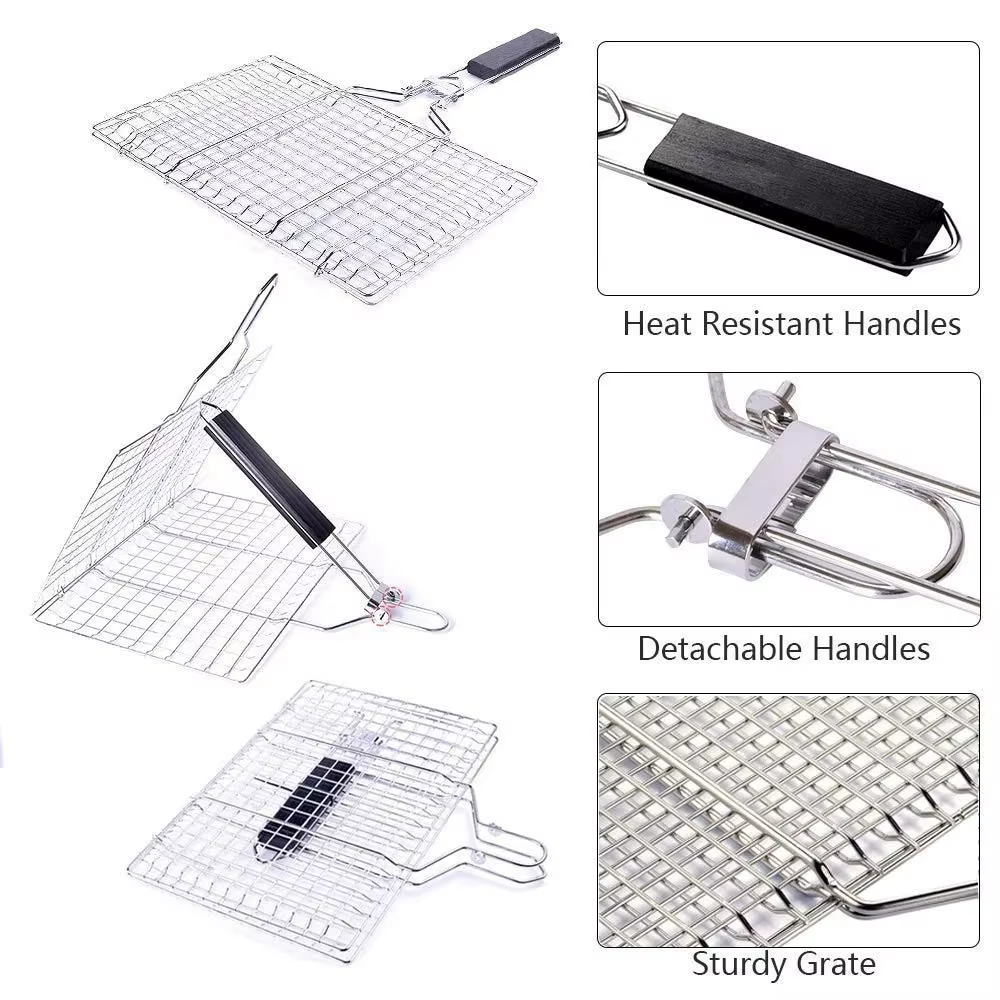 Maille antiarina en acier inoxydable pour barbecue, panier à griller, polymères de maille, viande, l