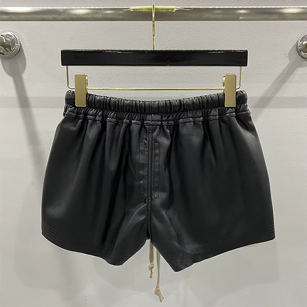 Short en cuir Y2K pour femme, poches exposées, taille élastique, cordon de proximité, décontracté, p