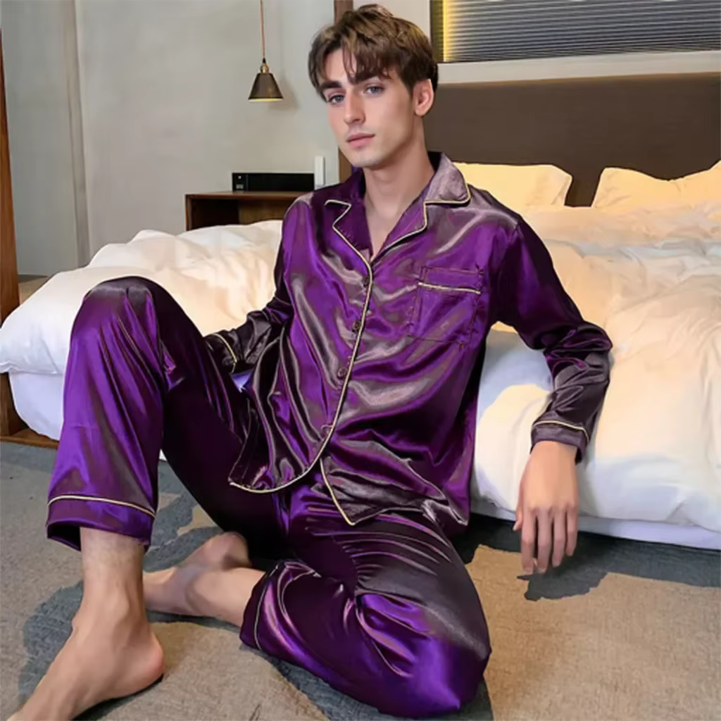 Hommes pyjamas ensemble hiver vêtements de nuit pour homme chemise à manches longues pyjama mâle soi