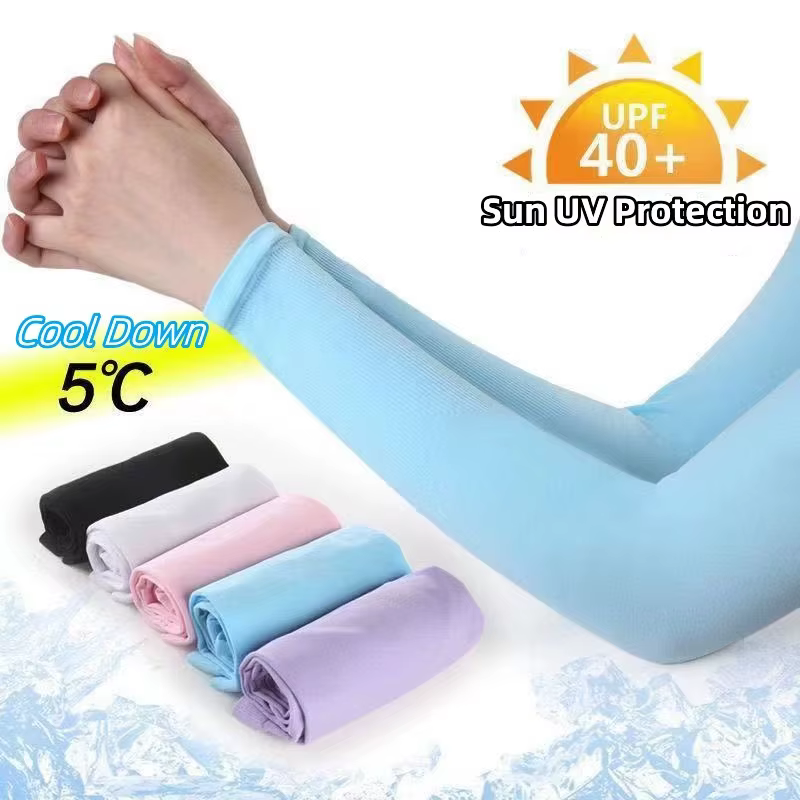 Gants d'été fins et longs, manches en soie glacée, Protection solaire pour activités de plein air, c