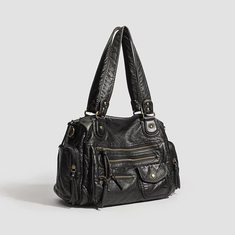 Sac fourre-tout Y2K tendance pour femme, style punk motard, grande capacité, en cuir PU, sac bandoul
