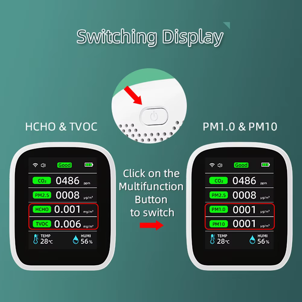 Tuya WIFI 8 en 1 moniteur de qualité de l'air CO2 HCHO TVOC PM1.0 PM2.5 PM10 testeur température hum