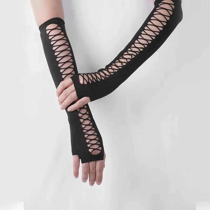 Europe USA gants en dentelle Sexy maille sans doigts étiquette amusante discothèque danse Dot Long C