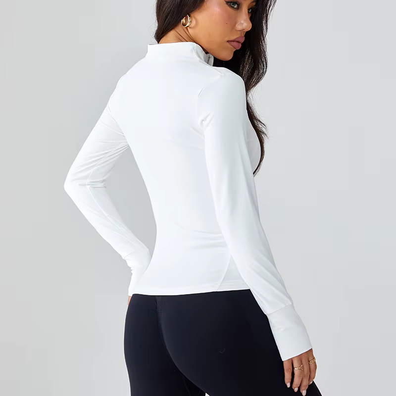 Veste de fitness professionnelle à col montant et fermeture éclair pour femme, amincissante et ajust