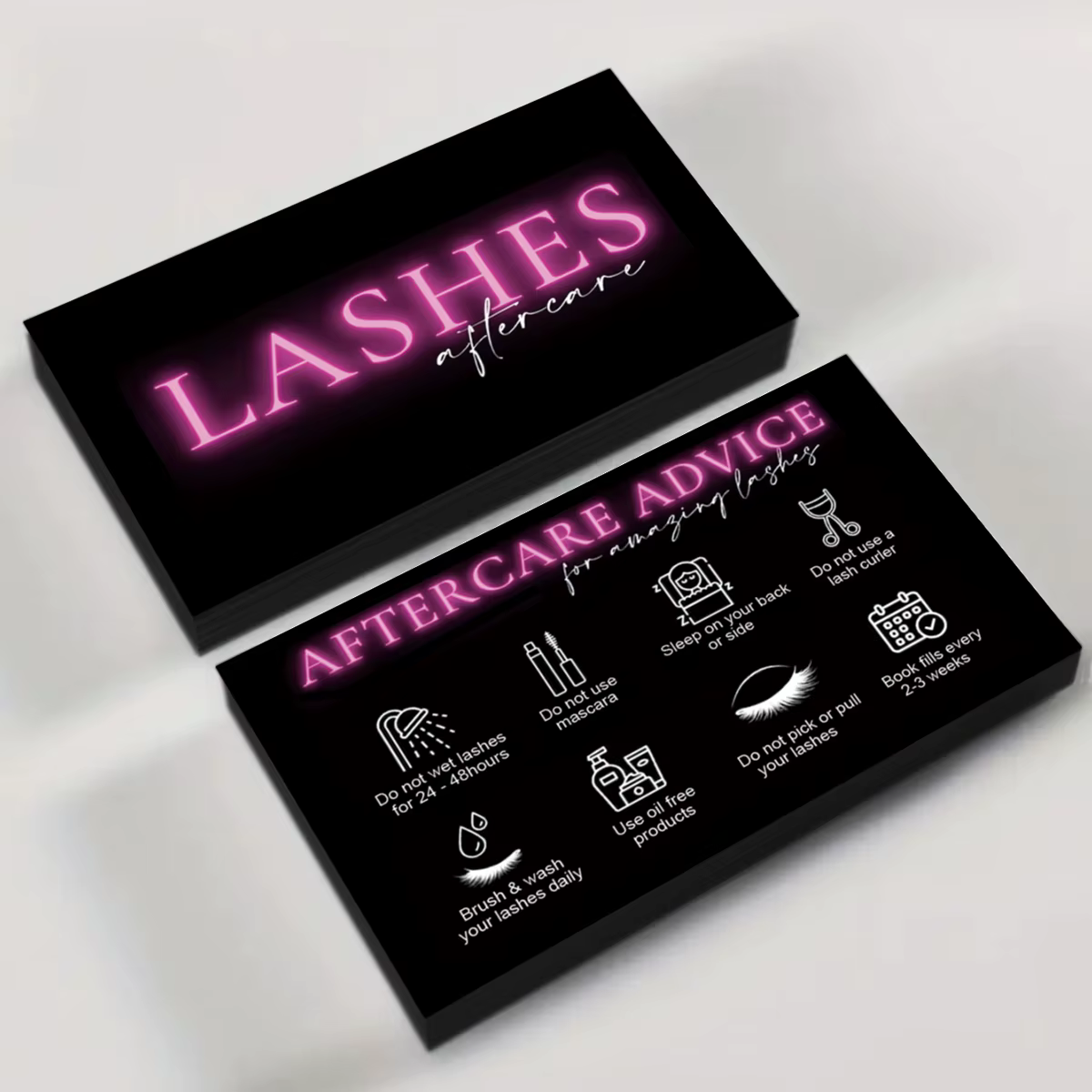 Carte de soins après-vente pour cils noirs, 50 pièces, cartes de fidélité pour Studio de beauté, Ext