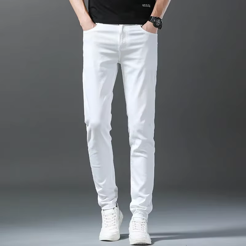 2025 printemps été nouveau 98% coton hommes Slim jean droit décontracté mode crayon pantalon haute q