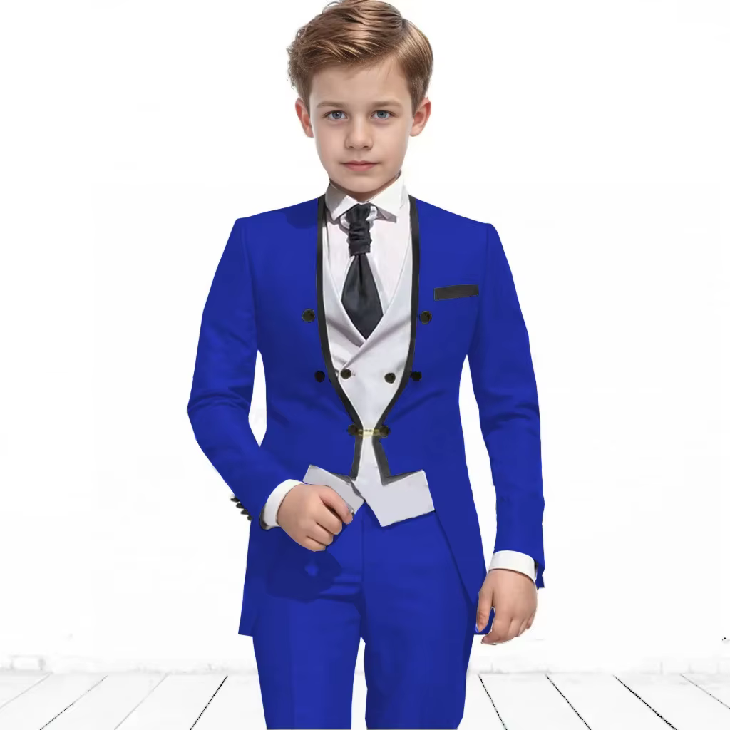 Costume formel pour garçon de 3 à 16 ans, manteau à fleurs avec pantalon, gilet pour spectacle, smok