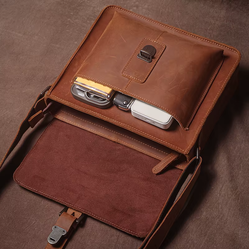 GURO marque de luxe en cuir véritable sac à bandoulière hommes Crazy Horse peau de vache sac de mess