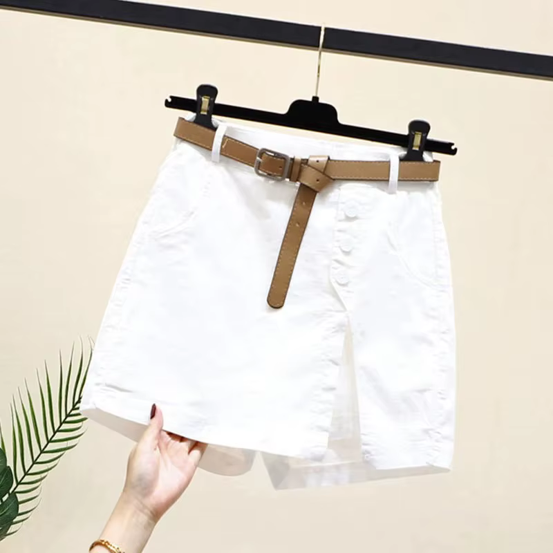 Short Chic pour femmes, ceinture coréenne, boutons solides, fente latérale, ligne a, jupes à la mode