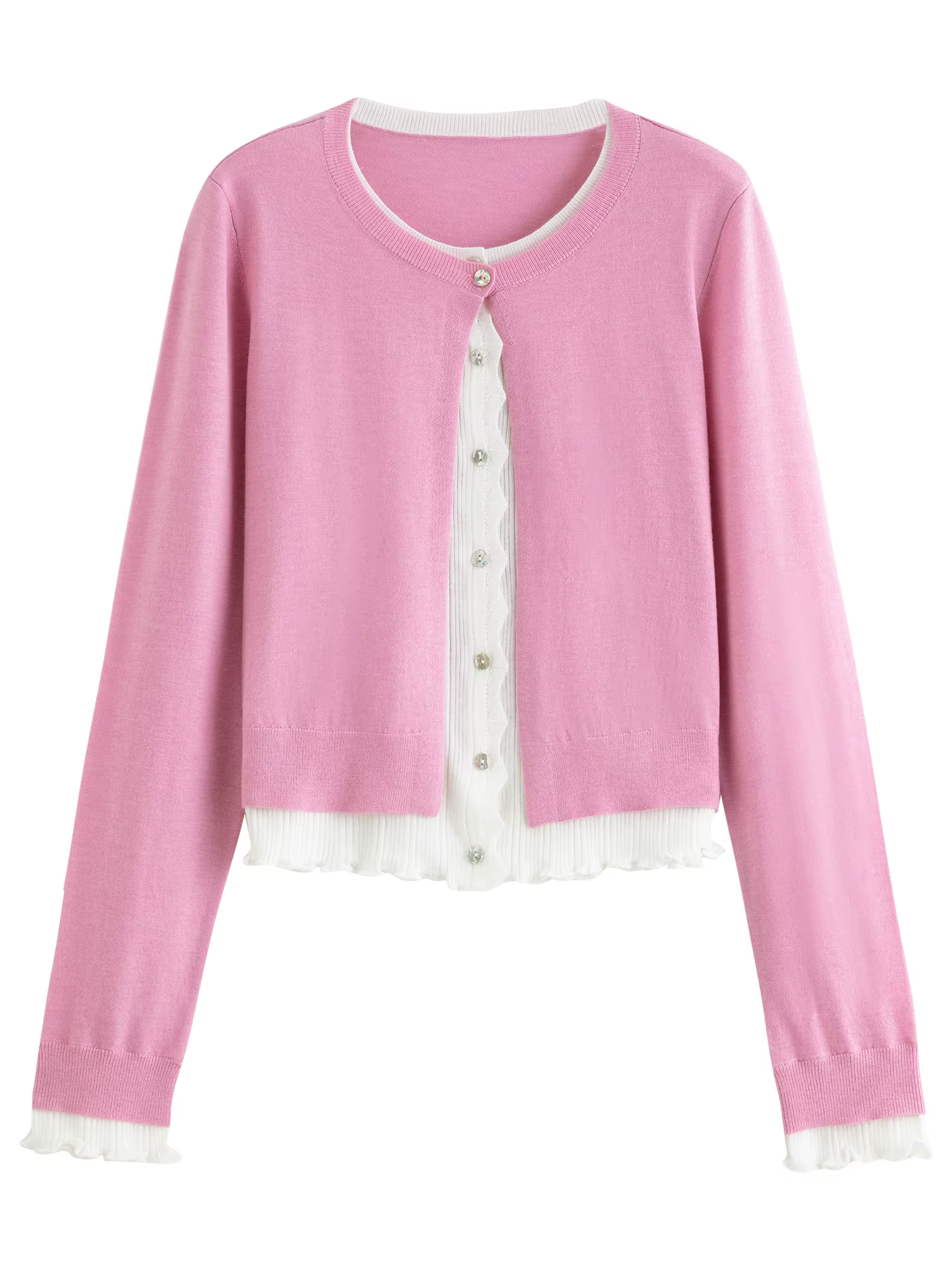 FSLE 2025 automne Style coréen femmes faux deux pièces Cardigan mûrier soie laine mélange couleur bl