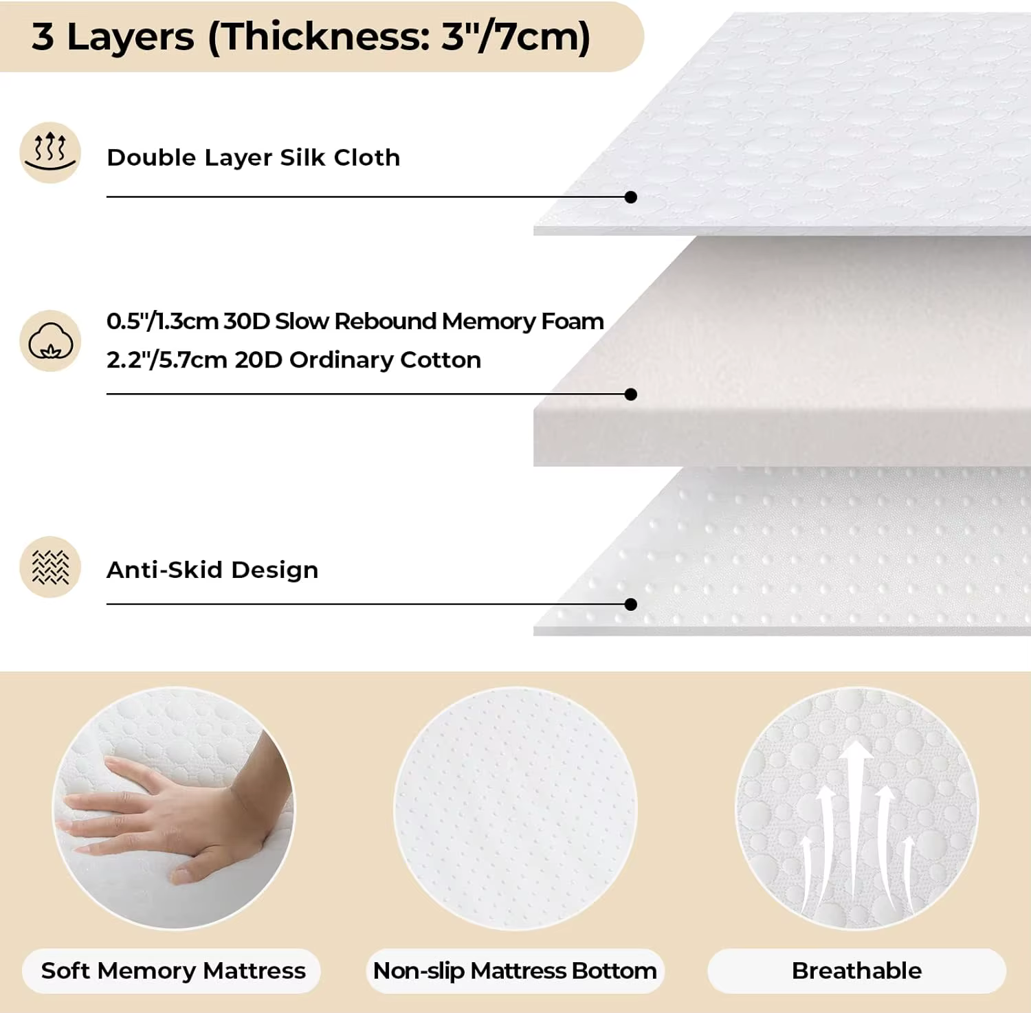 Lit pliant pliant avec matelas en mousse à mémoire de forme, cadre métallique, lit d'invité, 75 po x