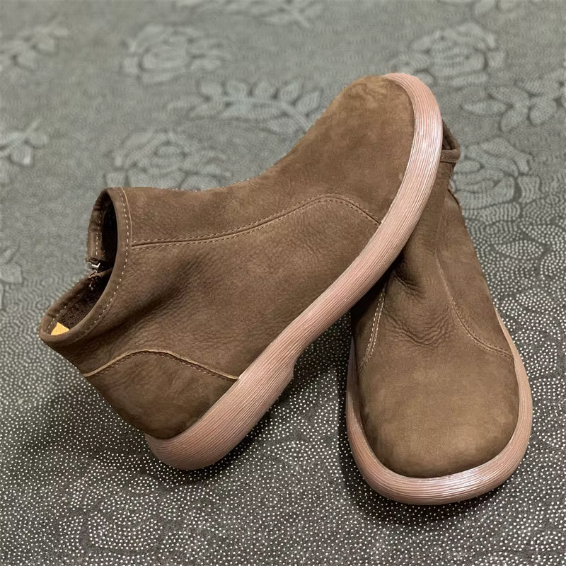 Bottes Chelsea à bout large pour hommes, chaussures d'automne et d'hiver en cuir de vache, montantes