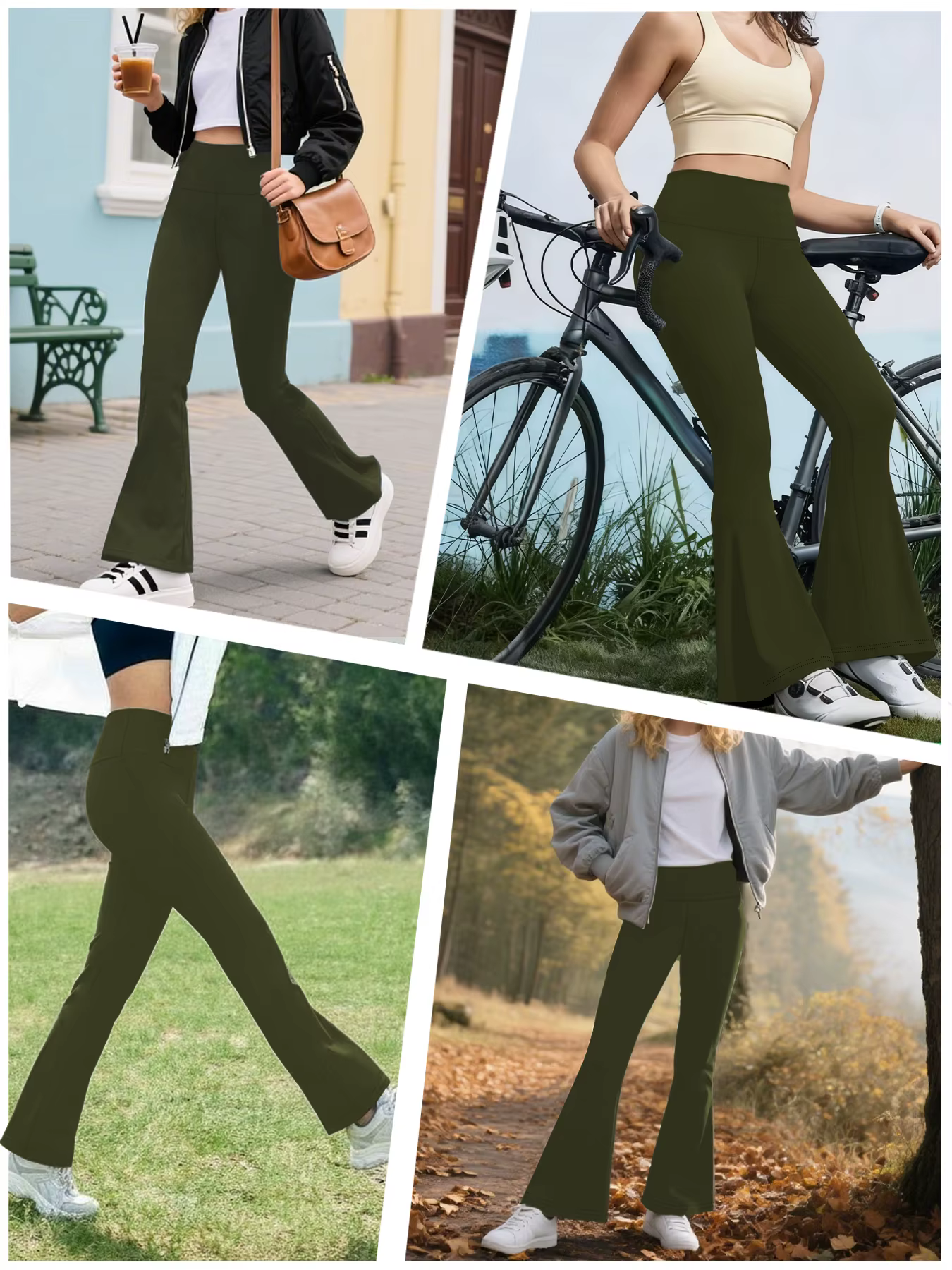Pantalon évasé super doux pour femme, taille haute, effet ventre plat, legging de yoga et d'entraîne