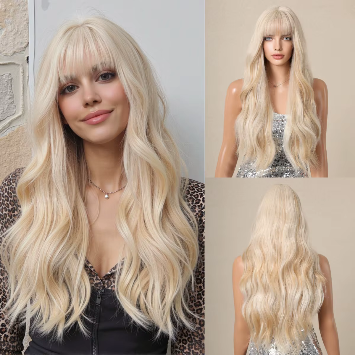 HENRY MARGU – perruque synthétique Blonde ombrée, perruque longue ondulée avec frange pour femmes, u